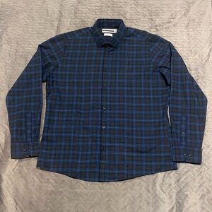 Mizzen‎ Main l/s button down shirt mens size XXL trim fit blue/gray pre-owned